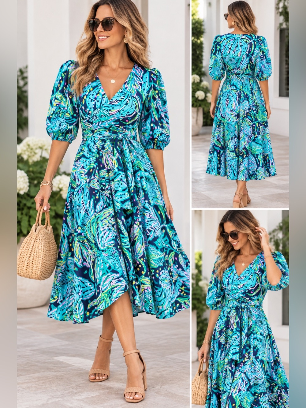 Lilly Pulitzer Juney Midi Dress Low Tide Navy Catty Purrsonality Size 0